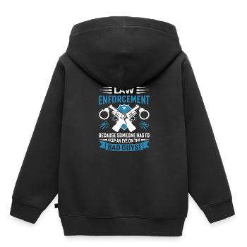 Strafverfolgung: Weil jemand einen Blick darauf werfen muss - Kinder Premium Organic Hoodie - Schwarz - Hinten - AI Model Kid Male (0cm)