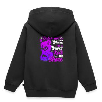 Fang mich dort, wo die Wellen das Ufer küssen. - Kinder Premium Organic Hoodie - Schwarz - Hinten - AI Model Kid Male (0cm)