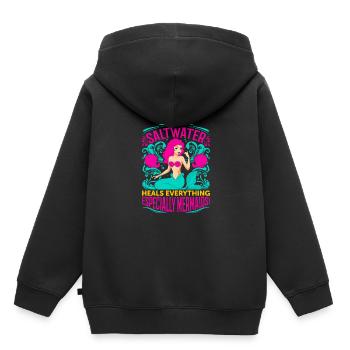 Saltwater heals everything - especially mermaids! - Kids Premium Organic Hoodie - black - Back - AI Model Kid Male (0cm)