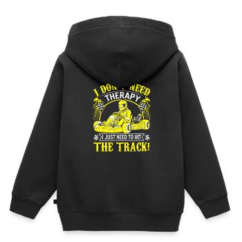 Ich brauche keine Therapie; Ich muss einfach nur auf die Strecke gehen - Kinder Premium Organic Hoodie - Schwarz - Hinten - AI Model Kid Male (0cm)