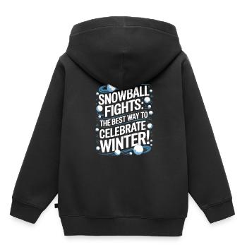 Schneeballschlachten: Die beste Art, den Winter zu feiern! - Kinder Premium Organic Hoodie - Schwarz - Hinten - AI Model Kid Male (0cm)
