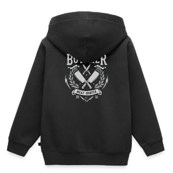 The Real Butcher - Kinder Premium Organic Hoodie - Schwarz - Hinten - AI Model Kid Male (0cm)