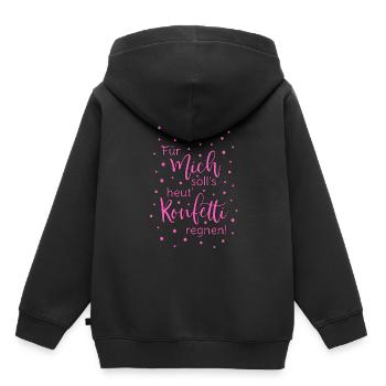 Für mich soll's heut Konfetti regnen in pink - Kinder Premium Organic Hoodie - Schwarz - Hinten - AI Model Kid Male (0cm)
