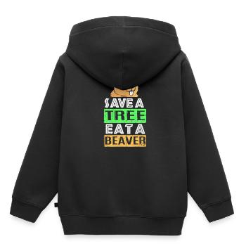 Biber - Kinder Premium Organic Hoodie - Schwarz - Hinten - AI Model Kid Male (0cm)