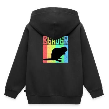 Biber - Kinder Premium Organic Hoodie - Schwarz - Hinten - AI Model Kid Male (0cm)