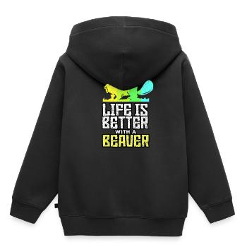 Biber - Kinder Premium Organic Hoodie - Schwarz - Hinten - AI Model Kid Male (0cm)
