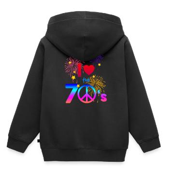 Amour des années 70 - Sweat Premium à capuche enfant bio - noir - Dos - AI Model Kid Male (0cm)