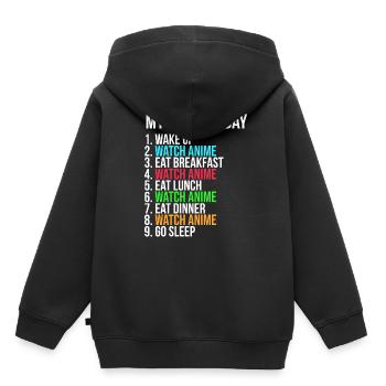 Anime Tag Convention Baka Cosplay Manga Cadeau - Sweat Premium à capuche enfant bio - noir - Dos - AI Model Kid Male (0cm)
