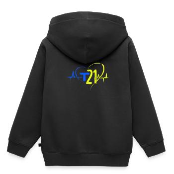 Down Syndrom - Kinder Premium Organic Hoodie - Schwarz - Hinten - AI Model Kid Male (0cm)