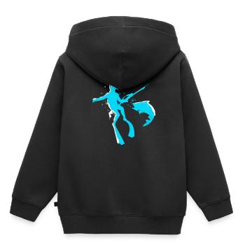 Pêche Harpon - Sweat Premium à capuche enfant bio - noir - Dos - AI Model Kid Male (0cm)