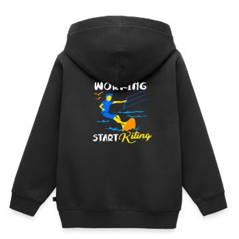 Kiteboard - Kinder Premium Organic Hoodie - Schwarz - Hinten - AI Model Kid Male (0cm)