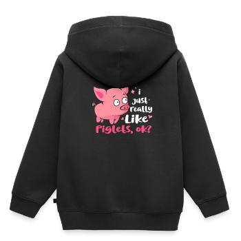Porc sau cochon porcelet porcelet porcelet Ebene - Sweat Premium à capuche enfant bio - noir - Dos - AI Model Kid Male (0cm)