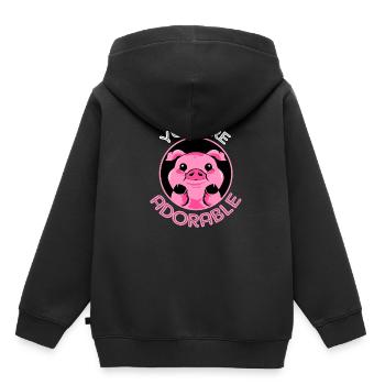 Porc sau cochon porcelet porcelet porcelet Ebene - Sweat Premium à capuche enfant bio - noir - Dos - AI Model Kid Male (0cm)