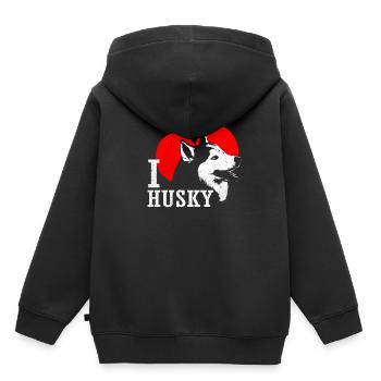 Husky - Sweat Premium à capuche enfant bio - noir - Dos - AI Model Kid Male (0cm)