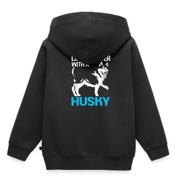 Husky - Sweat Premium à capuche enfant bio - noir - Dos - AI Model Kid Male (0cm)