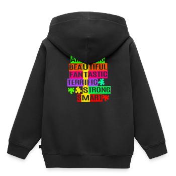 Autisme - Sweat Premium à capuche enfant bio - noir - Dos - AI Model Kid Male (0cm)