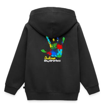 Autisme - Sweat Premium à capuche enfant bio - noir - Dos - AI Model Kid Male (0cm)