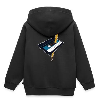 Kassette Bleistift Stift Audiokassette Mixtape Geschenk - Kinder Premium Organic Hoodie - Schwarz - Hinten - AI Model Kid Male (0cm)