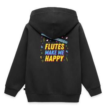 90s Retro Transverse Flute Flutist Makes Me Happy - Kids Premium Organic Hoodie - black - Back - AI Model Kid Male (0cm)