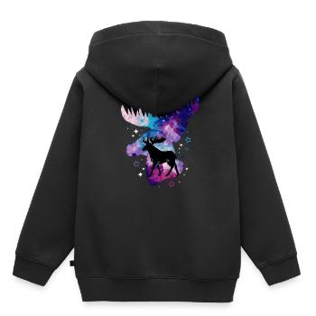 Elch - Kinder Premium Organic Hoodie - Schwarz - Hinten - AI Model Kid Male (0cm)