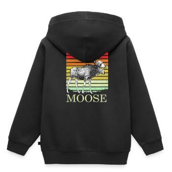 Elch - Kinder Premium Organic Hoodie - Schwarz - Hinten - AI Model Kid Male (0cm)