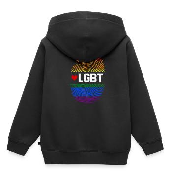 LGBT - Sweat Premium à capuche enfant bio - noir - Dos - AI Model Kid Male (0cm)