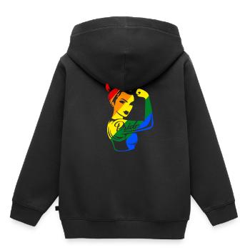 LGBT Lesbisch Schwul Gay Regenbogen Homo Trans - Kinder Premium Organic Hoodie - Schwarz - Hinten - AI Model Kid Male (0cm)
