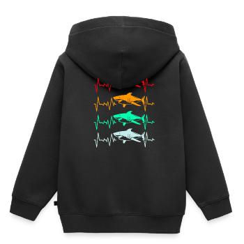 Hai Fisch Haifisch Haifischflosse Haie Ozean - Kinder Premium Organic Hoodie - Schwarz - Hinten - AI Model Kid Male (0cm)