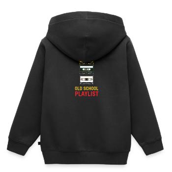 Vieille école Playlist Retro Cassette Audio Analog - Sweat Premium à capuche enfant bio - noir - Dos - AI Model Kid Male (0cm)