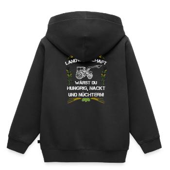 Ohne Landwirtschaft Hungrig Nackt Und Nüchtern - Kinder Premium Organic Hoodie - Schwarz - Hinten - AI Model Kid Male (0cm)