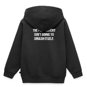 The Patriarchy Isn't Going To Smash - Kinder Premium Organic Hoodie - Schwarz - Hinten - AI Model Kid Male (0cm)