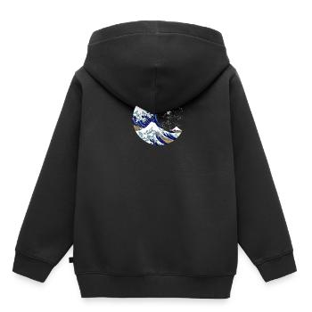La grande vague au large de Kanagawa Crescent Kleis - Sweat Premium à capuche enfant bio - noir - Dos - AI Model Kid Male (0cm)