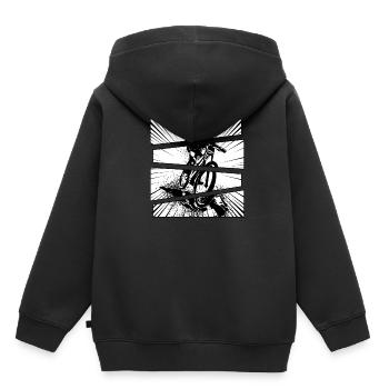 Vélo sport VTT tout-terrain split - Sweat Premium à capuche enfant bio - noir - Dos - AI Model Kid Male (0cm)