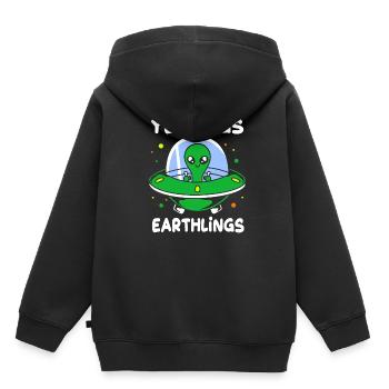 Alien - Kinder Premium Organic Hoodie - Schwarz - Hinten - AI Model Kid Male (0cm)