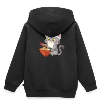 Soupe japonaise aux nouilles ramen au chat - Sweat Premium à capuche enfant bio - noir - Dos - AI Model Kid Male (0cm)
