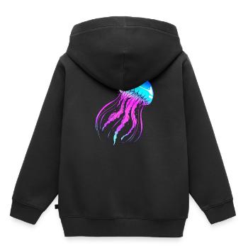 Qualle - Kinder Premium Organic Hoodie - Schwarz - Hinten - AI Model Kid Male (0cm)