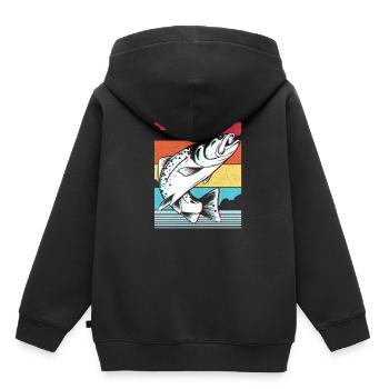 Poissons Carpes de brochet - Sweat Premium à capuche enfant bio - noir - Dos - AI Model Kid Male (0cm)