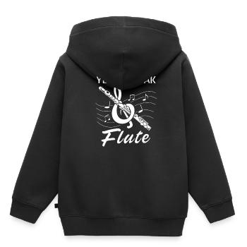 Flöte - Kinder Premium Organic Hoodie - Schwarz - Hinten - AI Model Kid Male (0cm)