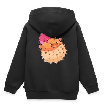 Kugelfisch - Kinder Premium Organic Hoodie - Schwarz - Hinten - AI Model Kid Male (0cm)