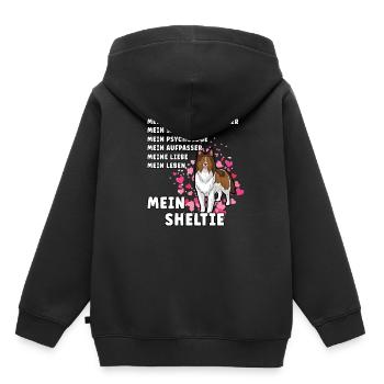 Mein Sheltie Hundehalter Hundeliebhaber - Kinder Premium Organic Hoodie - Schwarz - Hinten - AI Model Kid Male (0cm)