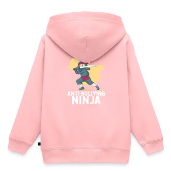 Journée de l’unité de sensibilisation des enfants ninja contre l’intimidation - Sweat Premium à capuche enfant bio - rose - Dos - AI Model Kid Female (0cm)