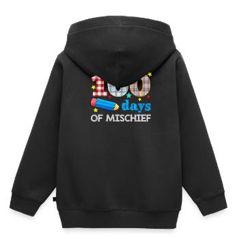 Plaid 100e jour de méfait 100 jours d’école - Sweat Premium à capuche enfant bio - noir - Dos - AI Model Kid Male (0cm)