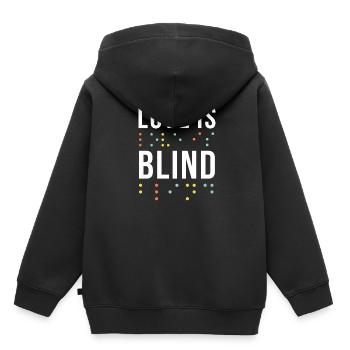 Love Braille Alphabet Braille Language Braille - Sweat Premium à capuche enfant bio - noir - Dos - AI Model Kid Male (0cm)