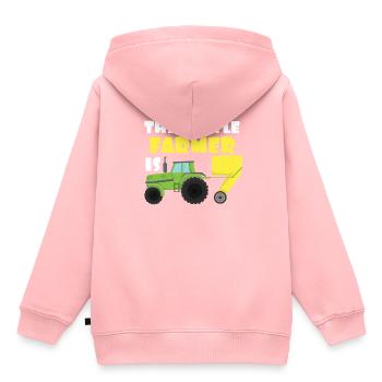 7 ans Enfants Petit agriculteur Tracteur - Sweat Premium à capuche enfant bio - rose - Dos - AI Model Kid Female (0cm)