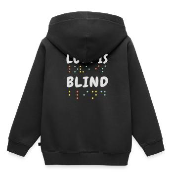 Alphabet braille amour Braille Langue Braille - Sweat Premium à capuche enfant bio - noir - Dos - AI Model Kid Male (0cm)