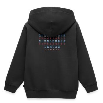 Apprendre la langue braille Alphabet braille - Sweat Premium à capuche enfant bio - noir - Dos - AI Model Kid Male (0cm)