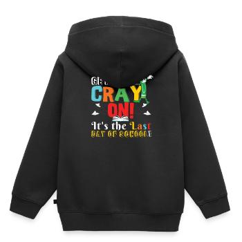 Couleur Bonne journée d’été de classe rejetée - Sweat Premium à capuche enfant bio - noir - Dos - AI Model Kid Male (0cm)