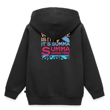 Jour d’école heureux dernier quelle heure été - Sweat Premium à capuche enfant bio - noir - Dos - AI Model Kid Male (0cm)