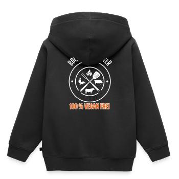 BBQ-Grillmeister 100 % Vegan frei - Kinder Premium Organic Hoodie - Schwarz - Hinten - AI Model Kid Male (0cm)