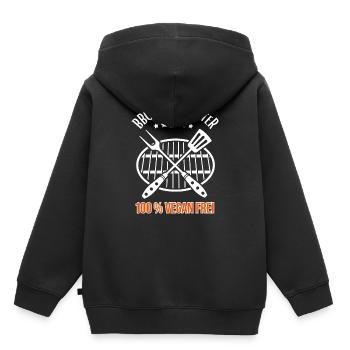 BBQ Grill Master 100% Végétalien Sans - Sweat Premium à capuche enfant bio - noir - Dos - AI Model Kid Male (0cm)